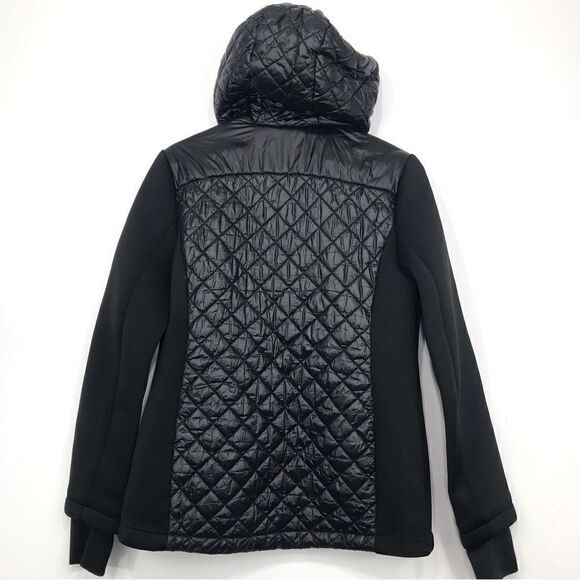 MICHAEL Michael Kors Black Quilted Scuba Side Hooded Zip Up Jacket - Picture 5 of 13